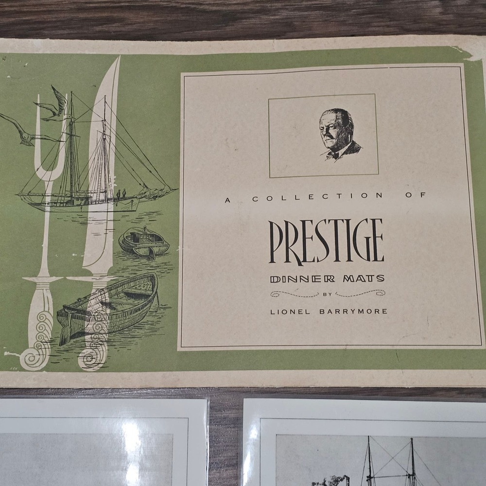 Art‎ Treasure Vinyl Placemat set VINTAGE 4 Sketches By Lionel Barrymore